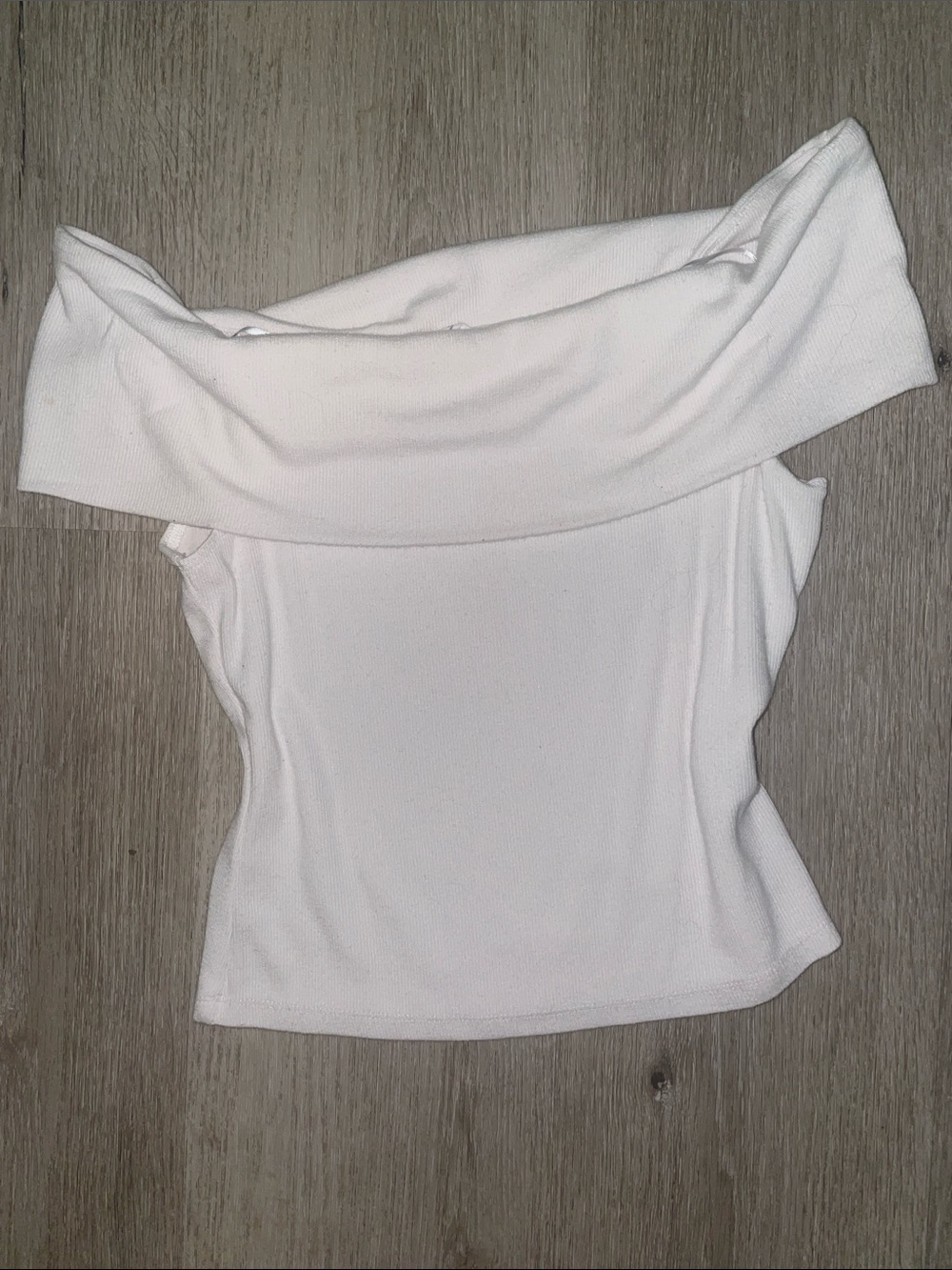 Garage White Off-Shoulder Tank Top